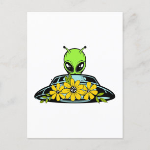 Cartão Postal Nave Espacial Alienigena Floral