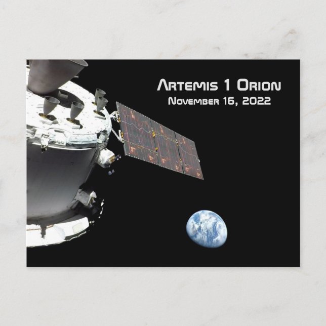Cartão Postal Nave Espacial Artemis Orion Blue Marble (Frente)