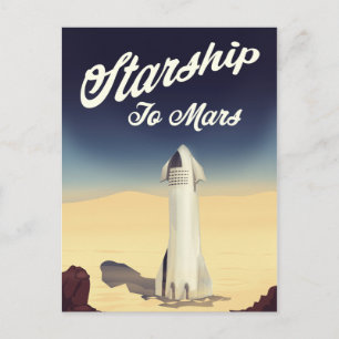 Cartão Postal Nave espacial para Marte viagem espacial estilo vi