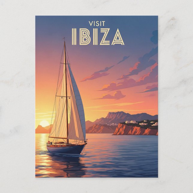 Cartão Postal Nave-vela em Ibiza Espanha (Frente)