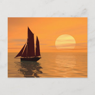Cartão Postal Navegação até o pôr do sol