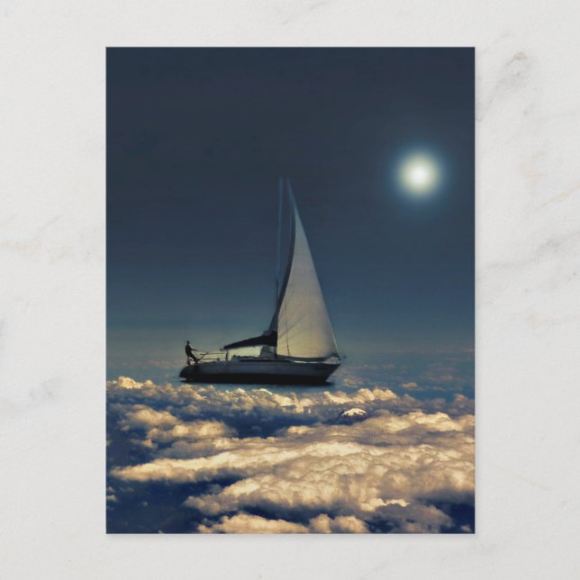 Cartão Postal Navegando na Colagem de Sonhos de Nuvens Brutas (Frente)