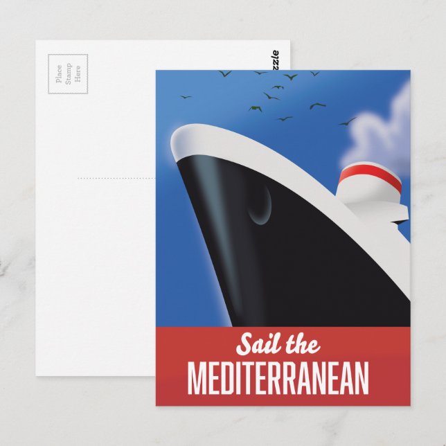 Cartão Postal Navegue pelo mediterrâneo (Frente/Verso)