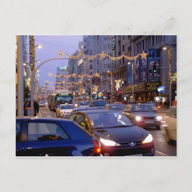 Cartão Postal Navidad en la Gran Vía de Madrid (Frente)