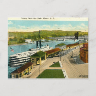 Cartão Postal Navigation Dock, Albany NY 1924 vintage