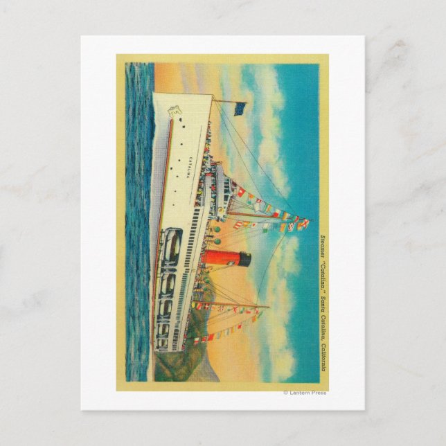 Cartão Postal Navio a vapor "Catalina" em Papais noeis na Ilha C (Frente)