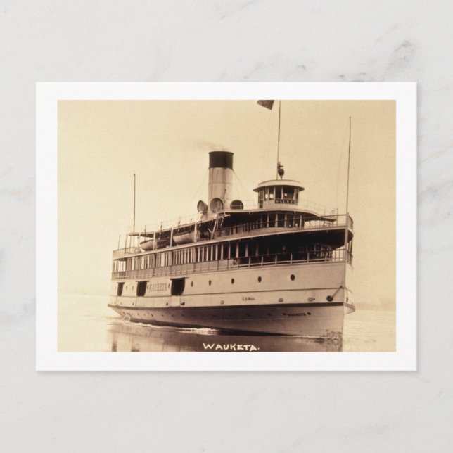 Cartão Postal Navio a vapor de passageiros Wauketa (Frente)