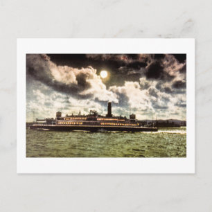 Cartão Postal Navio a vapor na Baía de São Francisco