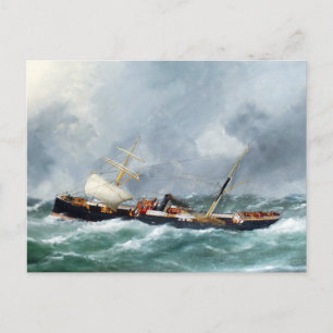 Cartão Postal Navio à vela a vapor Finsbury 1881