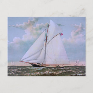 Cartão Postal Navio Antigo à Vela Iate Sloope Oceano