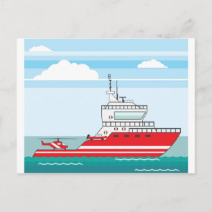 Cartão Postal Navio da guarda costeira com helicóptero