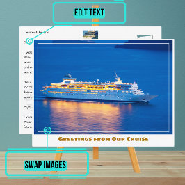 Cartão Postal Navio de cruzeiro ao pôr do sol