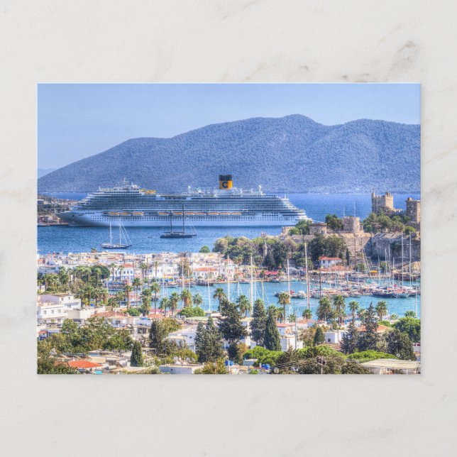 Cartão Postal Navio De Cruzeiro E Castelo De Bodrum (Frente)