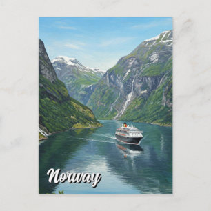 Cartão Postal Navio de cruzeiro na Noruega Fjord