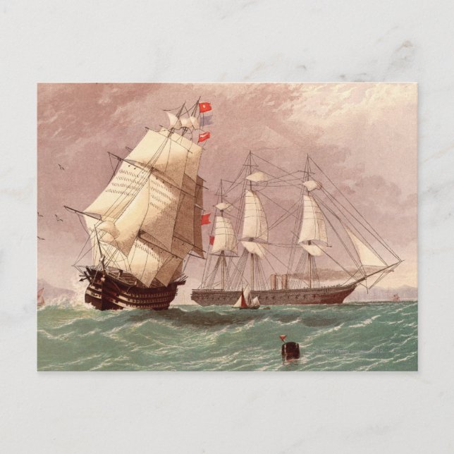 Cartão Postal Navio de guerra britânico HMS Guerreiro (Frente)