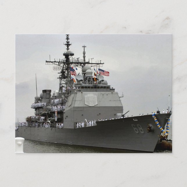 Cartão Postal Navio de guerra     IIUS da Guerra Mundial em Anzi (Frente)