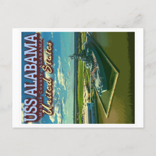 CARTÃO POSTAL NAVIO DE GUERRA USS ALABAMA - MOBILE ALABAMA EUA