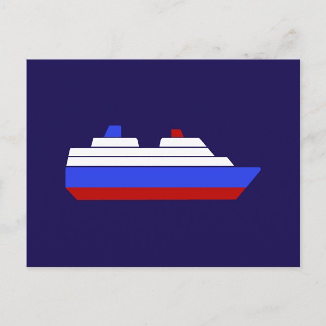 Cartão Postal navio de mar vermelho e azul (Frente)