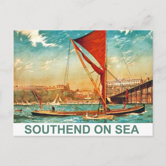 Cartão Postal Navio de navegação em Southend na costa marítima,  (Frente)