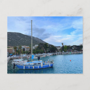 Cartão Postal Navio De Navegação Na Grécia De Harbor Corinto