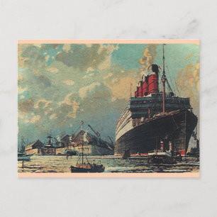 Cartão Postal Navio de Passageiros de Transporte Vintage no Port