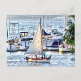 Cartão Postal Navio de vela clássico no Sunset em Port Hadlock W