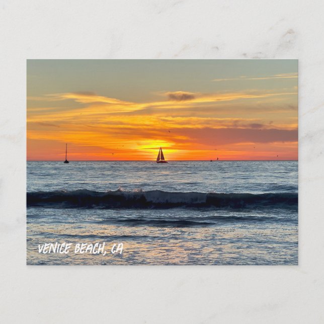 Cartão Postal Navio de vela em Sunset - Venice Beach, CA (Frente)