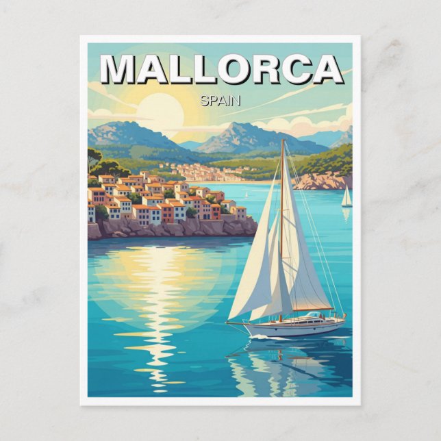 Cartão Postal Navio de vela na Viagem da Espanha de Maiorca (Frente)