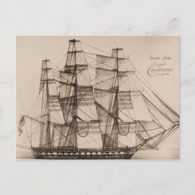 Cartão Postal Navio dos EUA Constulation sailplan (Frente)