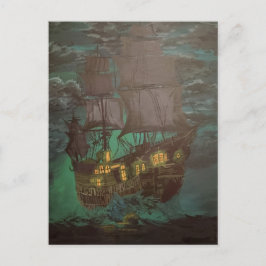 Cartão Postal navio fantasma, holandês voador, escuna