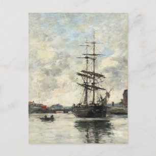 Cartão Postal Navio no Touques Eugene Boudin (Francês, 1824-189