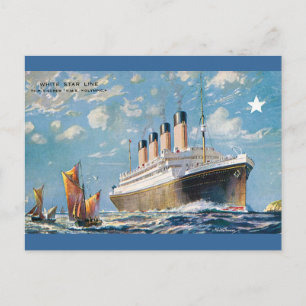 Cartão Postal Navio Olímpico Vintage White Star
