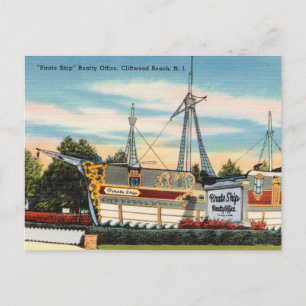 Cartão Postal "Navio Pirata" Cliffwood, Beach, Nova Jersey