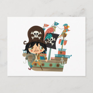 Cartão Postal Navio Pirata e Pirata