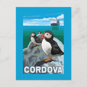 Cartão Postal Navio Puffins & Cruise - Córdova, Alasca
