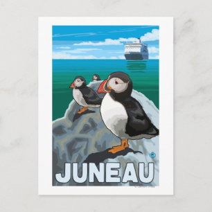 Cartão Postal Navio Puffins & Cruise - Juneau, Alasca
