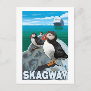 Cartão Postal Navio Puffins & Cruise - Skagway, Alasca