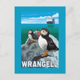 Cartão Postal Navio Puffins & Cruise - Wrangell, Alaska