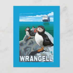 Cartão Postal Navio Puffins & Cruise - Wrangell, Alaska