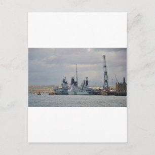 Cartão Postal Navios De Guerra Em Portsmouth