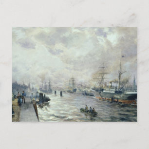 Cartão Postal Navios de navegação no porto de Hamburgo, 1889
