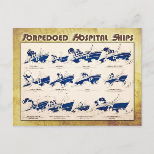 Cartão Postal Navios do Hospital Torpedoed na WWI
