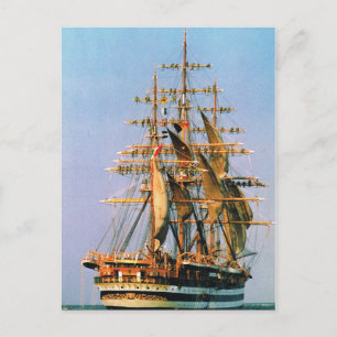 Cartão Postal Navios históricos antigos, Amerigo Vespucci, itali