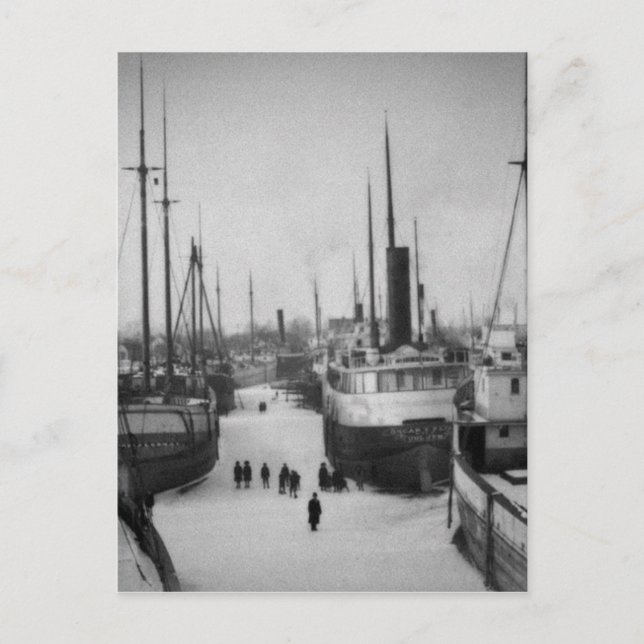 Cartão Postal Navios no Belle River Marine City Michigan (Frente)