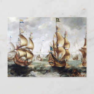 Cartão Postal Navios no mar 1632