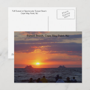 Cartão Postal Navios que passam pelo sol em Cabo maio, NJ