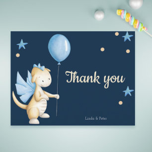 Cartão Postal Navy Blue Baby Dragon Thank You Baby Shower