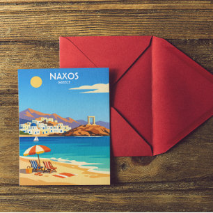Cartão Postal Naxos Grécia Arte de Viagem Vintage