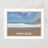 NAXOS ISLAND, GRÉCIA/ONDAS ROLAM EM /PEBBLE BEACH