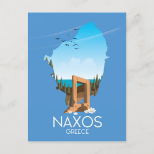 Cartão Postal Naxos Mapeiam o poster de viagens grego.